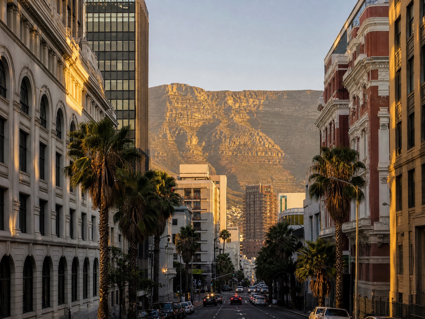 Adderley Street looking toward Table Mountain, Cape Town CBD